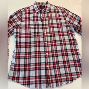 Banana Republic Red and Blue Casual Button Down Shirt